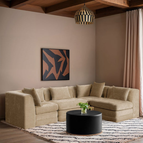 Meridian Furniture Stellar Four Piece Chenille Modular Sectional Plush Seating for Open Living Spaces 608Beige-Sec4B