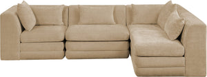 Meridian Furniture Stellar Four Piece Chenille Modular Sectional Plush Seating for Open Living Spaces 608Beige-Sec4B