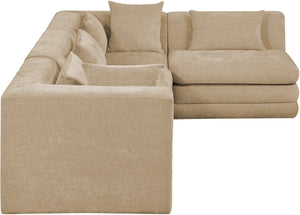 Meridian Furniture Stellar Four Piece Chenille Modular Sectional Plush Seating for Open Living Spaces 608Beige-Sec4B