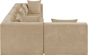 Meridian Furniture Stellar Four Piece Chenille Modular Sectional Plush Seating for Open Living Spaces 608Beige-Sec4B