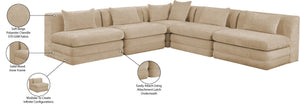 Meridian Furniture Stellar Five Piece Modular Sectional Plush Chenille Upholstered Family Living Room Sofa 608Beige-Sec5B
