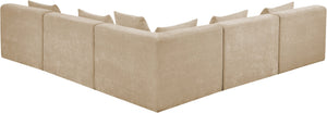 Meridian Furniture Stellar Five Piece Modular Sectional Plush Chenille Upholstered Family Living Room Sofa 608Beige-Sec5B
