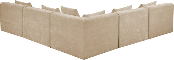 Meridian Furniture Stellar Five Piece Modular Sectional Plush Chenille Upholstered Family Living Room Sofa 608Beige-Sec5B