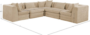 Meridian Furniture Stellar Five Piece Chenille Modular Sectional Plush Seating for Any Living Room 608Beige-Sec5C