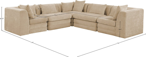 Meridian Furniture Stellar Five Piece Chenille Modular Sectional Plush Seating for Any Living Room 608Beige-Sec5C