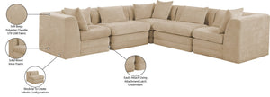 Meridian Furniture Stellar Five Piece Chenille Modular Sectional Plush Seating for Any Living Room 608Beige-Sec5C