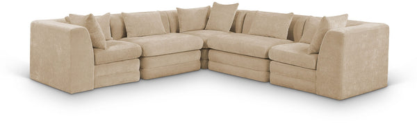 Meridian Furniture Stellar Five Piece Chenille Modular Sectional Plush Seating for Any Living Room 608Beige-Sec5C
