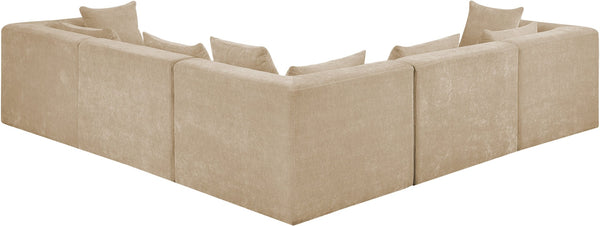 Meridian Furniture Stellar Five Piece Chenille Modular Sectional Plush Seating for Any Living Room 608Beige-Sec5C