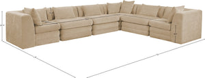 Meridian Furniture Stellar Six Piece Modular Sectional Plush Chenille Upholstered for Spacious Living Rooms 608Beige-Sec6A