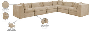 Meridian Furniture Stellar Six Piece Modular Sectional Plush Chenille Upholstered for Spacious Living Rooms 608Beige-Sec6A