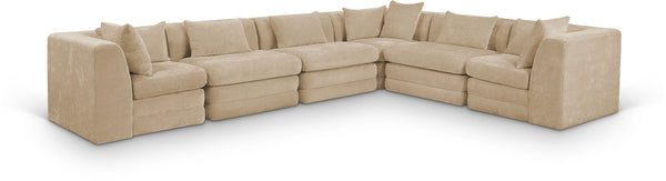 Meridian Furniture Stellar Six Piece Modular Sectional Plush Chenille Upholstered for Spacious Living Rooms 608Beige-Sec6A