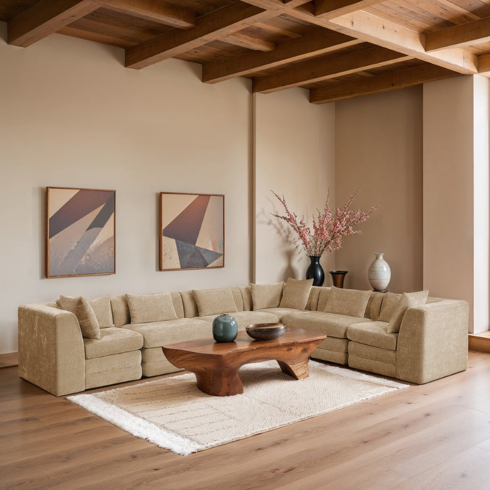 Meridian Furniture Stellar Six Piece Modular Sectional Plush Chenille Upholstered for Spacious Living Rooms 608Beige-Sec6A