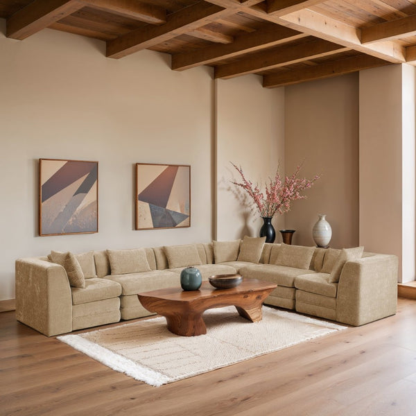 Meridian Furniture Stellar Six Piece Modular Sectional Plush Chenille Upholstered for Spacious Living Rooms 608Beige-Sec6A