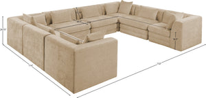 Meridian Furniture Stellar Eight Piece Modular Sectional Plush Chenille Upholstery Open Living Room 608Beige-Sec8A