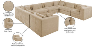 Meridian Furniture Stellar Eight Piece Modular Sectional Plush Chenille Upholstery Open Living Room 608Beige-Sec8A