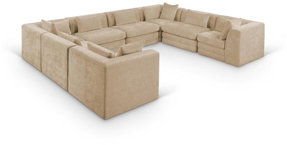 Meridian Furniture Stellar Eight Piece Modular Sectional Plush Chenille Upholstery Open Living Room 608Beige-Sec8A