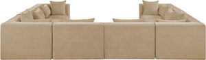 Meridian Furniture Stellar Eight Piece Modular Sectional Plush Chenille Upholstery Open Living Room 608Beige-Sec8A