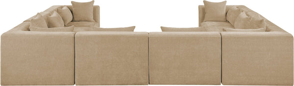 Meridian Furniture Stellar Eight Piece Modular Sectional Plush Chenille Upholstery Open Living Room 608Beige-Sec8A