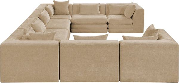 Meridian Furniture Stellar Eight Piece Modular Sectional Plush Chenille Upholstery Open Living Room 608Beige-Sec8A