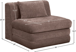 Meridian Furniture Stellar Modular Armless Chair in 570 Gsm Chenille Plush Upholstered Sectional for Living Room Brown 608Brown-Armless