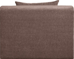 Meridian Furniture Stellar Modular Armless Chair in 570 Gsm Chenille Plush Upholstered Sectional for Living Room Brown 608Brown-Armless
