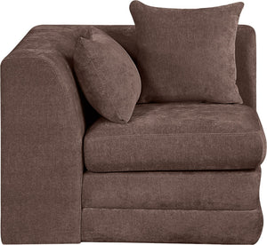 Meridian Furniture Stellar Plush Chenille Upholstered Modular Corner Accent Chair for Contemporary Living Rooms Brown 608Brown-Corner
