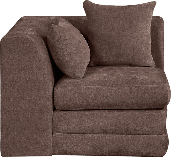 Meridian Furniture Stellar Plush Chenille Upholstered Modular Corner Accent Chair for Contemporary Living Rooms Brown 608Brown-Corner