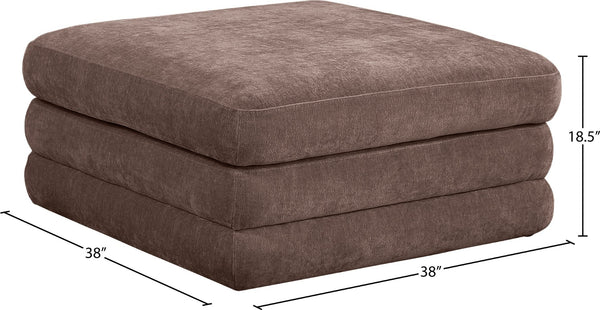 Meridian Furniture Stellar Chenille Upholstered Modular Ottoman Plush Sectional Seating for Contemporary Living Rooms Brown 608Brown-Ott
