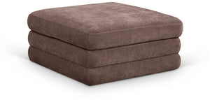 Meridian Furniture Stellar Chenille Upholstered Modular Ottoman Plush Sectional Seating for Contemporary Living Rooms Brown 608Brown-Ott