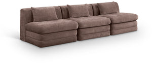 Meridian Furniture Stellar Three Piece Chenille Modular Sofa Flexible Living Room Seating in Warm Brown 608Brown-S114A