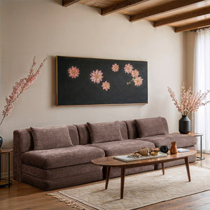 Meridian Furniture Stellar Three Piece Chenille Modular Sofa Flexible Living Room Seating in Warm Brown 608Brown-S114A
