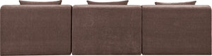 Meridian Furniture Stellar Three Piece Chenille Modular Sofa Flexible Living Room Seating in Warm Brown 608Brown-S114A