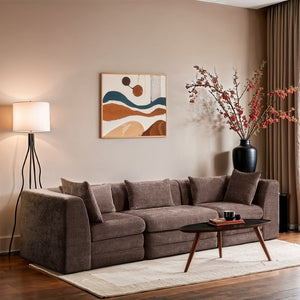 Meridian Furniture Stellar Three Piece Modular Sofa in Plush Chenille for Flexible Living Room Seating 608Brown-S114B