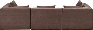 Meridian Furniture Stellar Three Piece Modular Sofa in Plush Chenille for Flexible Living Room Seating 608Brown-S114B