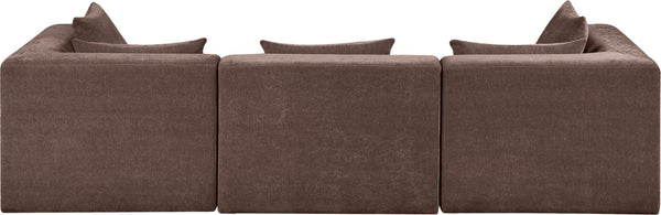 Meridian Furniture Stellar Three Piece Modular Sofa in Plush Chenille for Flexible Living Room Seating 608Brown-S114B
