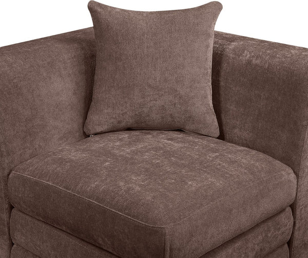 Meridian Furniture Stellar Three Piece Modular Sofa in Plush Chenille for Flexible Living Room Seating 608Brown-S114B
