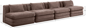 Meridian Furniture Stellar Four Piece Modular Sectional Sofa in Plush Chenille for Living Room Comfort 608Brown-S152A