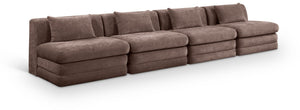 Meridian Furniture Stellar Four Piece Modular Sectional Sofa in Plush Chenille for Living Room Comfort 608Brown-S152A
