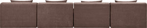 Meridian Furniture Stellar Four Piece Modular Sectional Sofa in Plush Chenille for Living Room Comfort 608Brown-S152A