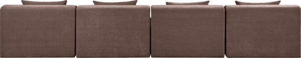 Meridian Furniture Stellar Four Piece Modular Sectional Sofa in Plush Chenille for Living Room Comfort 608Brown-S152A