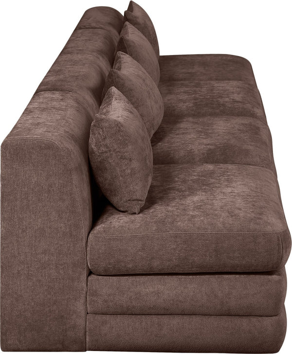 Meridian Furniture Stellar Four Piece Modular Sectional Sofa in Plush Chenille for Living Room Comfort 608Brown-S152A