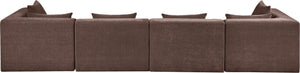 Meridian Furniture Stellar Four-piece Modular Sectional Sofa in Plush Chenille for Modern Living Rooms 608Brown-S152B