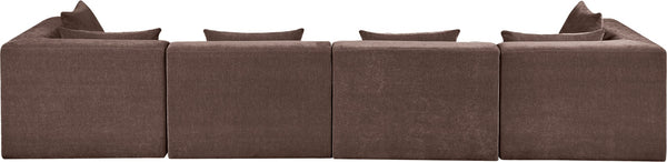 Meridian Furniture Stellar Four-piece Modular Sectional Sofa in Plush Chenille for Modern Living Rooms 608Brown-S152B