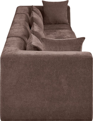 Meridian Furniture Stellar Four-piece Modular Sectional Sofa in Plush Chenille for Modern Living Rooms 608Brown-S152B