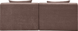 Meridian Furniture Stellar Two Piece Modular Sofa Chunky Chenille Upholstery Contemporary Living Room 608Brown-S76A