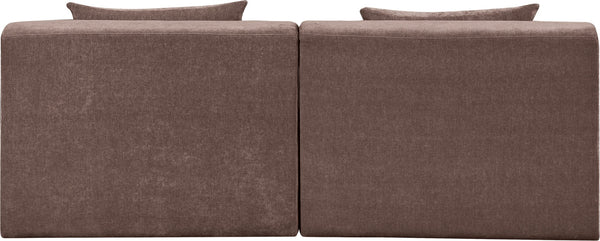 Meridian Furniture Stellar Two Piece Modular Sofa Chunky Chenille Upholstery Contemporary Living Room 608Brown-S76A