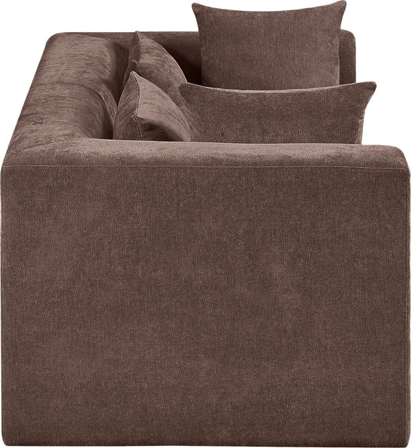 Meridian Furniture Stellar Chunky Chenille Modular Sofa Two Piece Reconfigurable Design for Living Rooms 608Brown-S76B