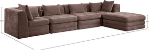 Meridian Furniture Stellar Five Piece Modular Sectional Plush Chenille Fabric Sofa for Living Rooms 608Brown-Sec5A