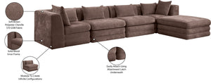 Meridian Furniture Stellar Five Piece Modular Sectional Plush Chenille Fabric Sofa for Living Rooms 608Brown-Sec5A
