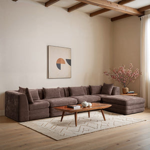 Meridian Furniture Stellar Five Piece Modular Sectional Plush Chenille Fabric Sofa for Living Rooms 608Brown-Sec5A
